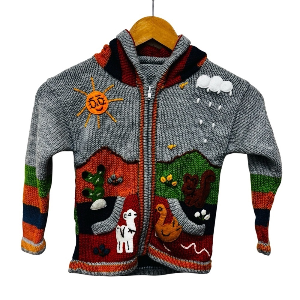 Children’s Animal Appliqué Hooded Sweater
